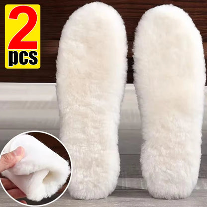 Unisex Sheepskin Wool Insoles — Natural Fur Winter Shoe Pads for Men, Women & Children