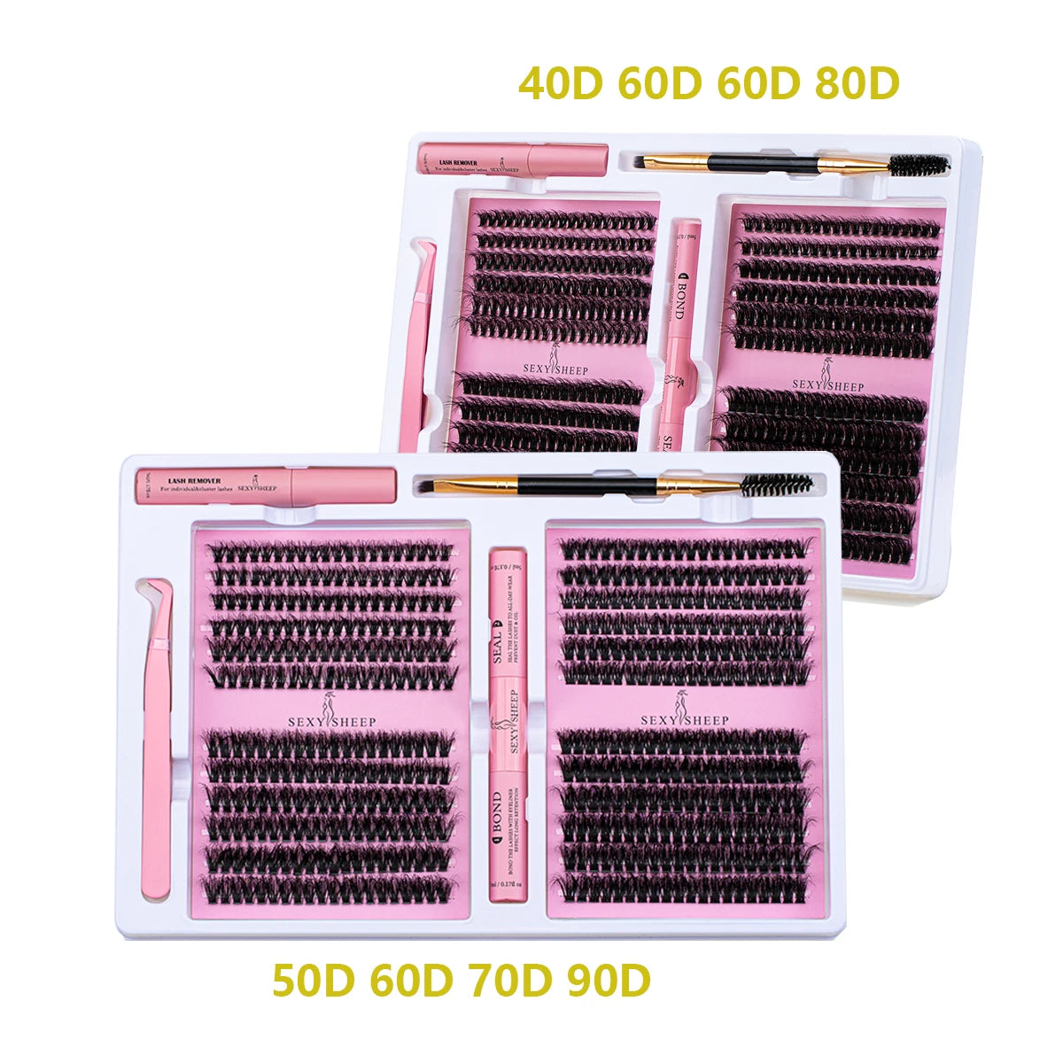 DIY False Eyelashes Cluster Extensions Kit – Natural Individual Lashes with Glue, Remover, Lash Brush & Tweezers