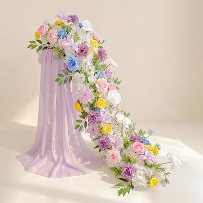 Pink Rose Wedding Flower Runner - Silk Floral Backdrop Decor for Tables, Events & Parties