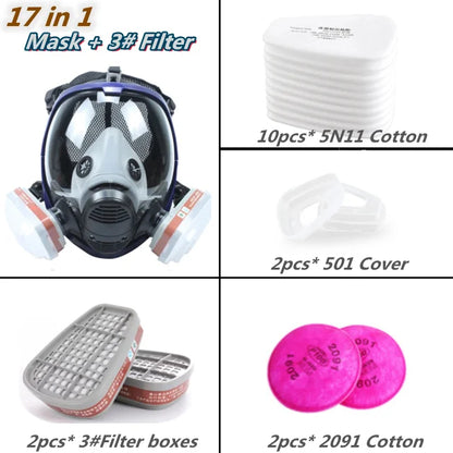 Silicone Full Face Respirator Mask 6800 – 15-in-1 Gas, Dust & Chemical Protection for Laboratory, Welding, Painting & Insecticide Spray