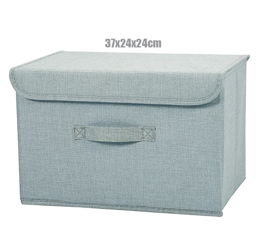 Washable Cotton Linen Folding Storage Box – CD, Toy & Laundry Organizer with Lid