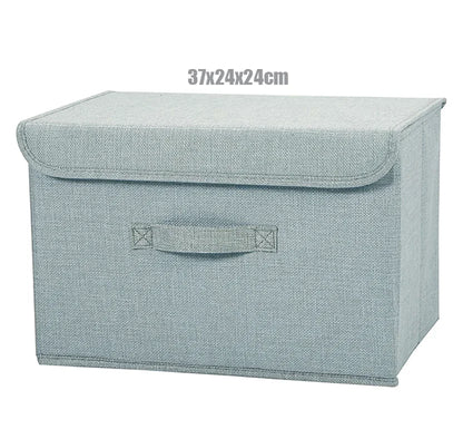 Washable Cotton Linen Folding Storage Box – CD, Toy & Laundry Organizer with Lid