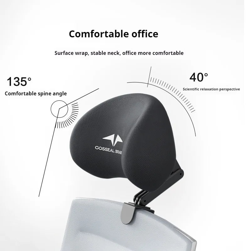 New Office Chair with Adjustable Headrest – Ergonomic Retractable Pillow & Waist Protection Cushion for Comfortable Rest