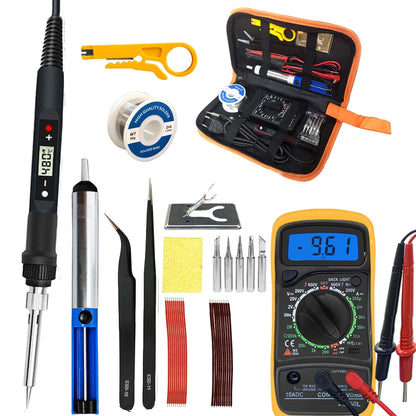 80W Digital Electric Soldering Iron Kit – Adjustable Temperature LCD Display Welding Tool Set (110V/220V) with Replaceable Tips