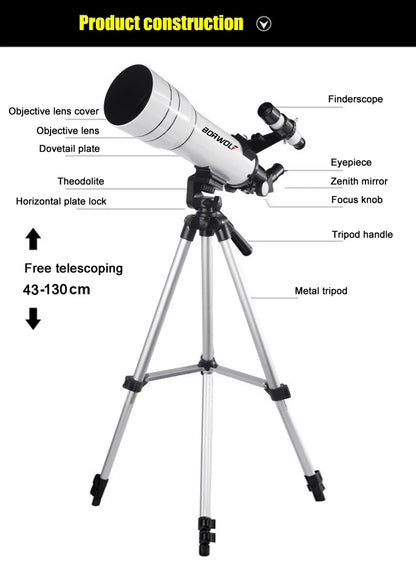 BORWOLF 40070 Professional Astronomical Telescope - 333X High-Definition Monocular for Moon, Stars & Bird Watching