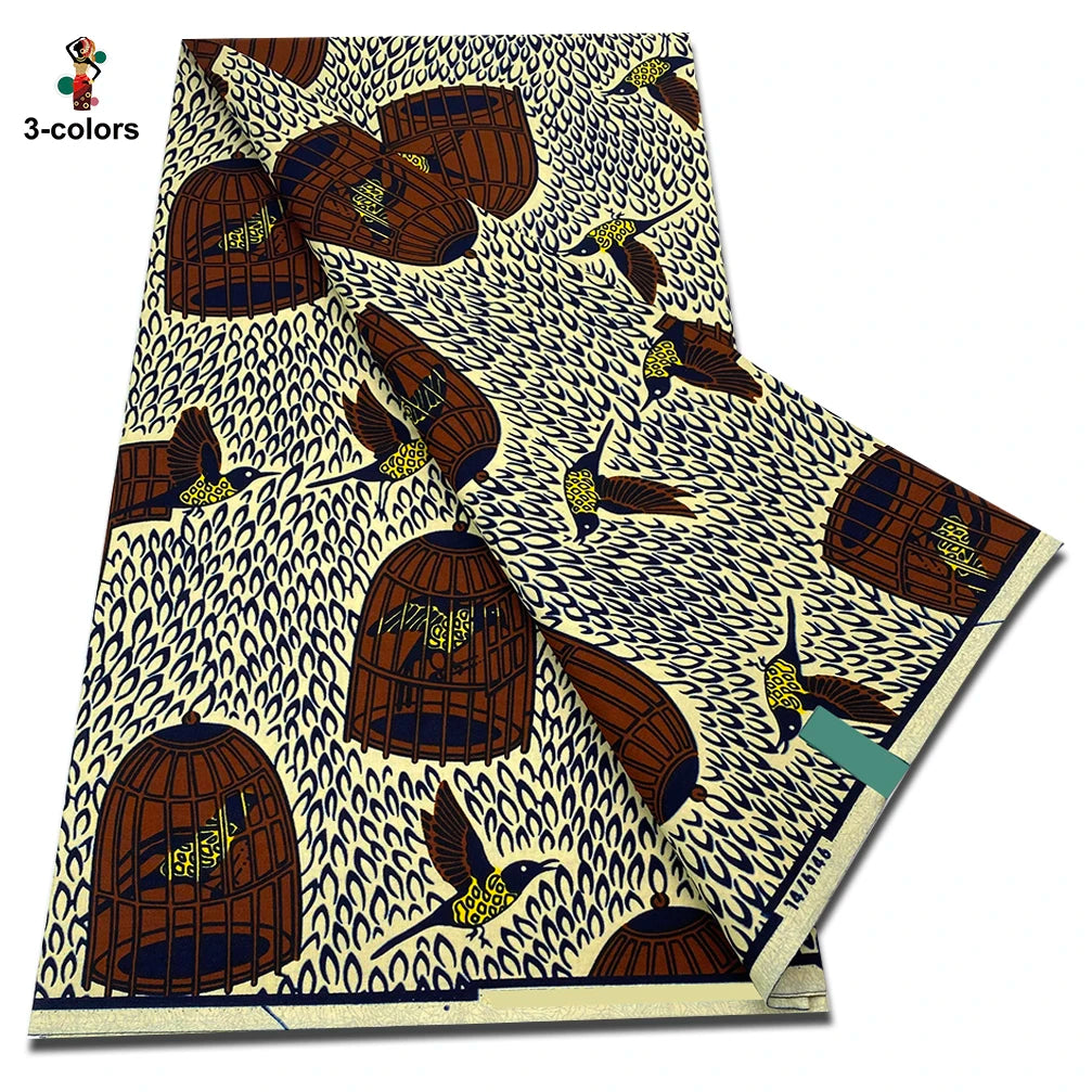 Newest African Ankara Wax Fabric - 100% Cotton Soft Dutch Hollandais Pagne Print for Dresses & Sewing