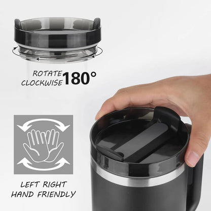 1200ml Insulated Stainless Steel Tumbler with Handle – Portable Thermal Mug for Hot & Cold Coffee with Straw