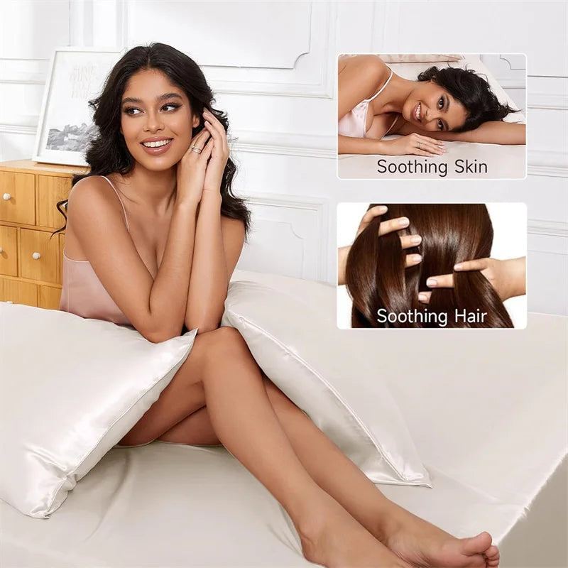 100% Mulberry Silk Bed Sheet Set - Luxury Silk Bedding with Fitted Sheet, Flat Sheet & Pillowcases