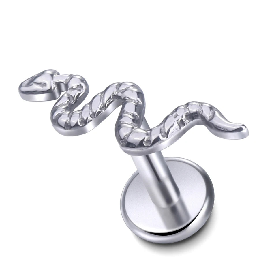 Titanium CZ Tragus & Helix Stud – Internally Threaded Labret Lip Ring Piercing Earring (1PC)