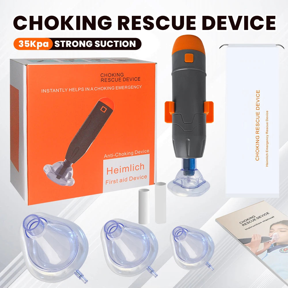 Anti-Choking Rescue Device with 3 Masks – Automatic First Aid CPR Sucker for Adults & Kids, Home Emergency Tool