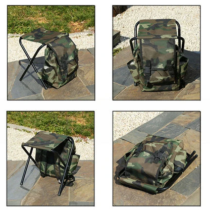 Backpack Cooling Chair – Folding Seat Stool with Mountaineering Bag, Lightweight Outdoor Equipment for Camping, Hiking & Traveling