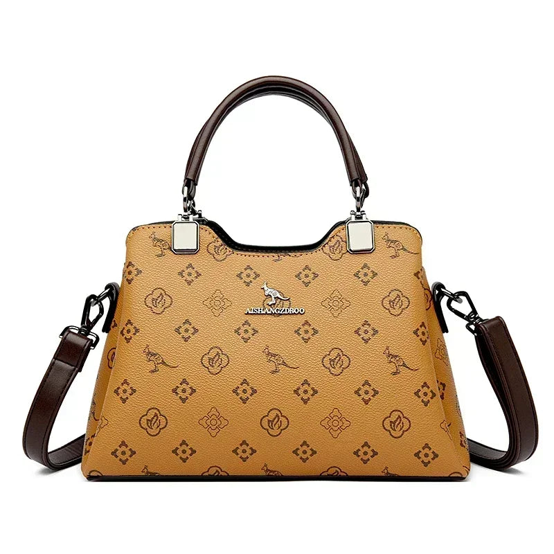 Luxury Fashion Print Women’s Handbag – Large Capacity Soft Leather Shoulder & Crossbody Designer Purse