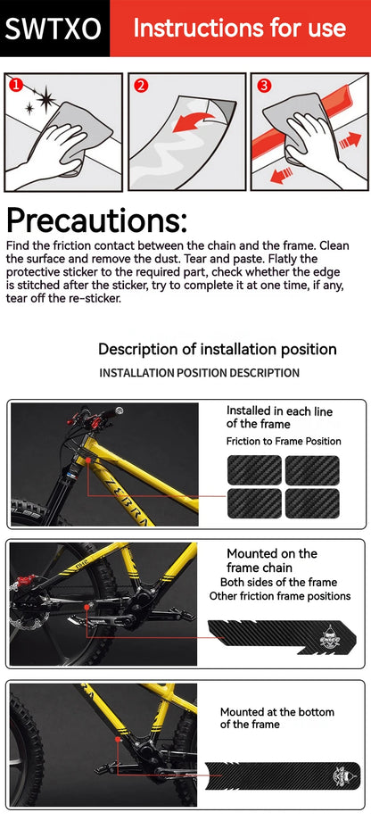 ENLEE Bicycle Frame Protection Sticker – Removable Anti-Scratch Tape for MTB Down Tube, Cycling Accessories
