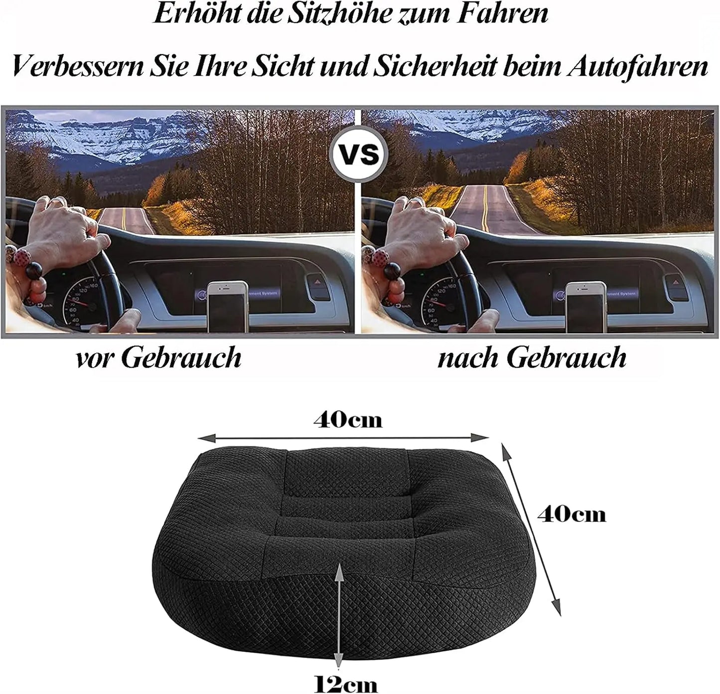 Height Boosting Ergonomic Seat Cushion – Portable, Breathable Comfort Foam for Added Support
