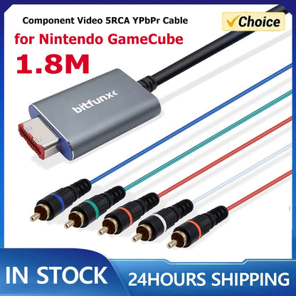 Bitfunx 5RCA YPbPr Component Converter Cable — High-Quality Audio & Video Adapter for Nintendo GameCube NGC Digital AV Output