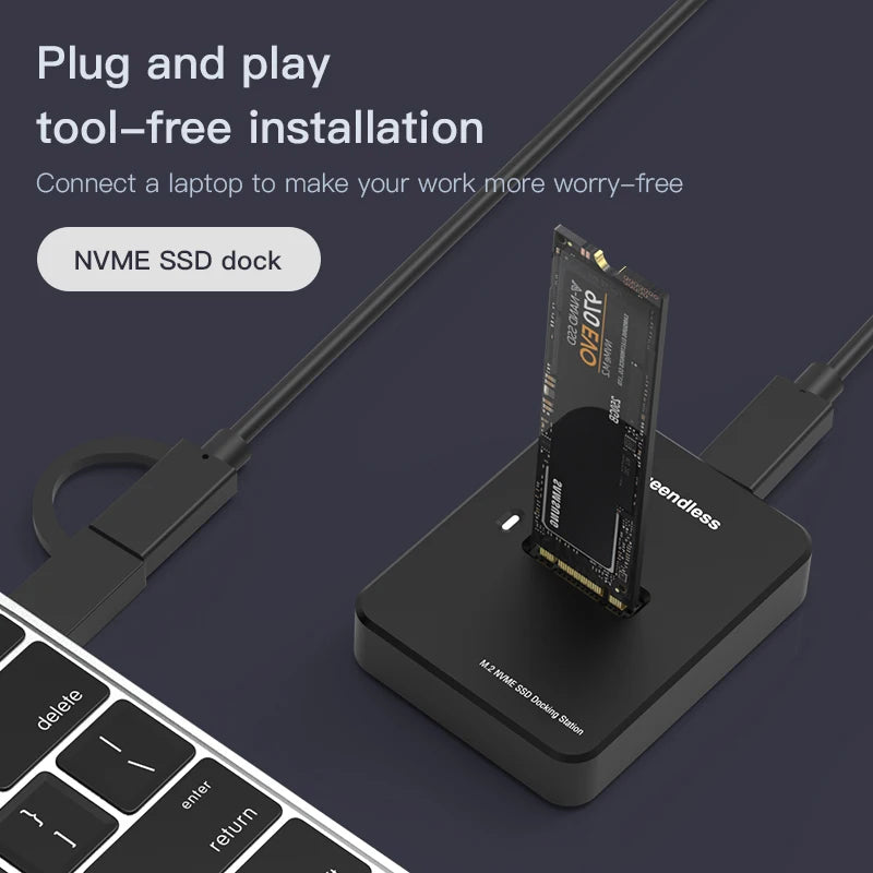 Blueendless External SSD Hard Disk NVME Enclosure – 10G Online Reading/Writing Speed, M.2 NVME SD Docking Station Case