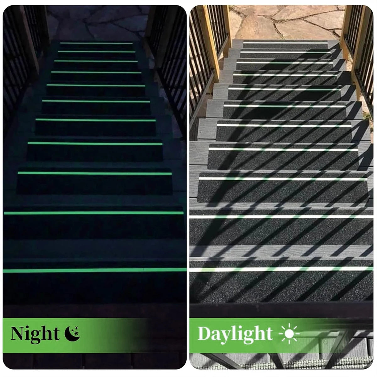 Glow in the Dark Anti-Slip Traction Tape Green Stripe Abrasive Adhesive Stair Tread Safety Grip Tape for Indoor & Outdoor Use
