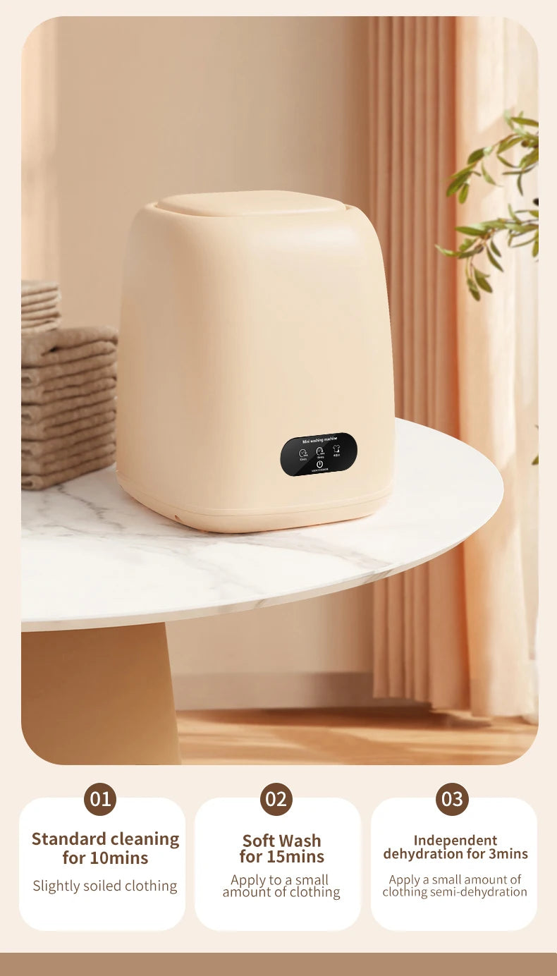 Small Fully Automatic Washing Machine – Mini Washer with Spin Dryer for Underwear & Children's Clothes, 220V
