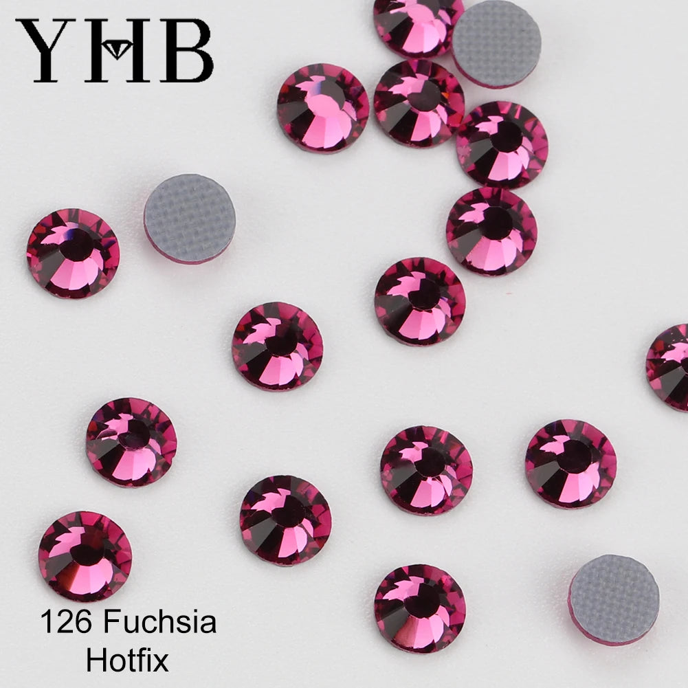 YHB 101-127 Hotfix Crystal Rhinestones - Glitter Glass Flatback Gems for Bags, Shoes, Garments, Phone & Nail Art DIY
