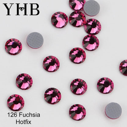 YHB 101-127 Hotfix Crystal Rhinestones - Glitter Glass Flatback Gems for Bags, Shoes, Garments, Phone & Nail Art DIY