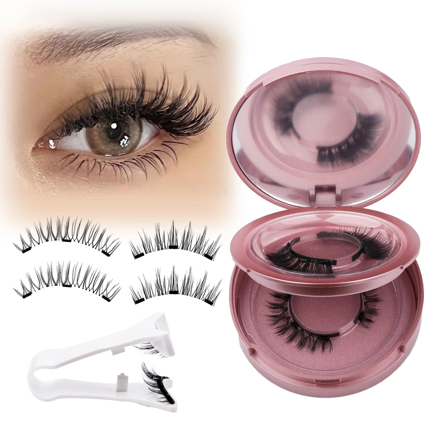 GEMERRY Magnetic Eyelashes Set with Applicator – Natural Look Reusable No Glue Soft Strip False Lashes Makeup Kit