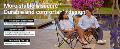 KingCamp Portable Foldable Butterfly Chair – Comfortable Upholstered Seat for Camping, Dorm & Outdoor, 300 lbs