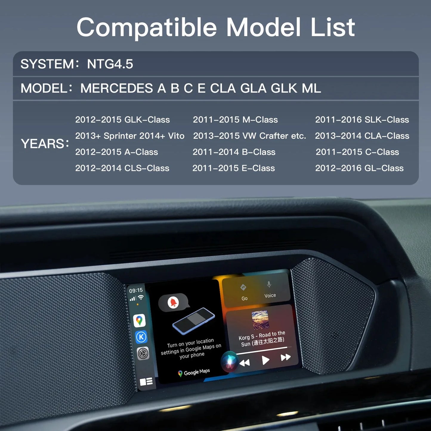 Wireless CarPlay Module for Mercedes Benz - Suitable for A, B, C, E, CLA, GLA, GLK, ML, Sprinter NTG4.5 | Android Auto Navigation Becker