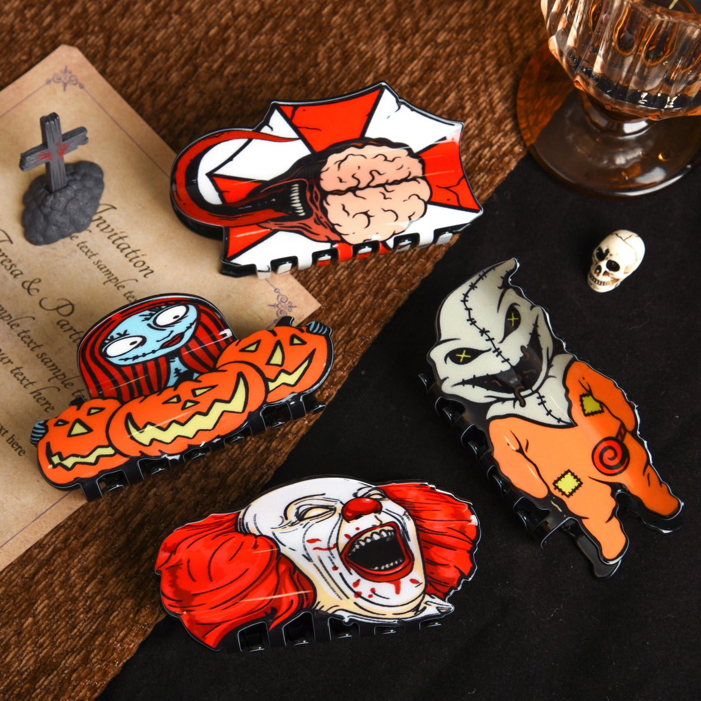 Muweordy Horror Series Hair Claw | Halloween Clown Crab Hair Clip for Women