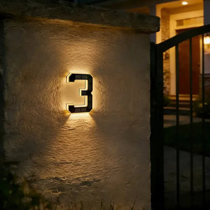 Custom Solar LED House Numbers - Waterproof Luminous Address Sign for Outdoor Wall & Door Decor