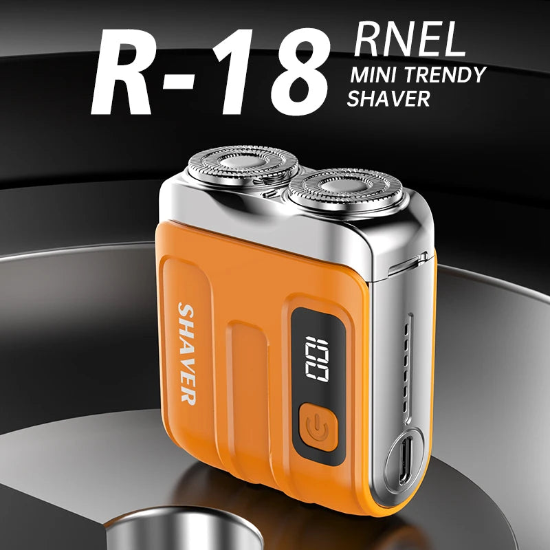 Mini Electric Smart Shaver – Household & Car Use, Dual Blade Rechargeable Beard Trimmer with Digital Display