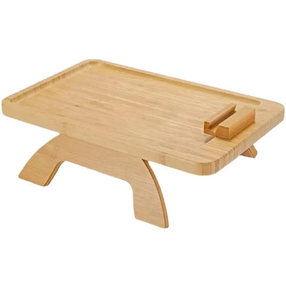 Bamboo Sofa Tray Table – Clip-On Side Table for Couch Arm with Phone Holder