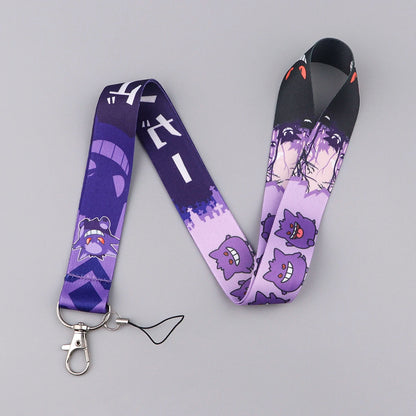 Anime Gengar Lanyard for Keys – Cartoon ID Card, Mobile Phone Strap, USB Badge Holder, DIY Keychain Gift