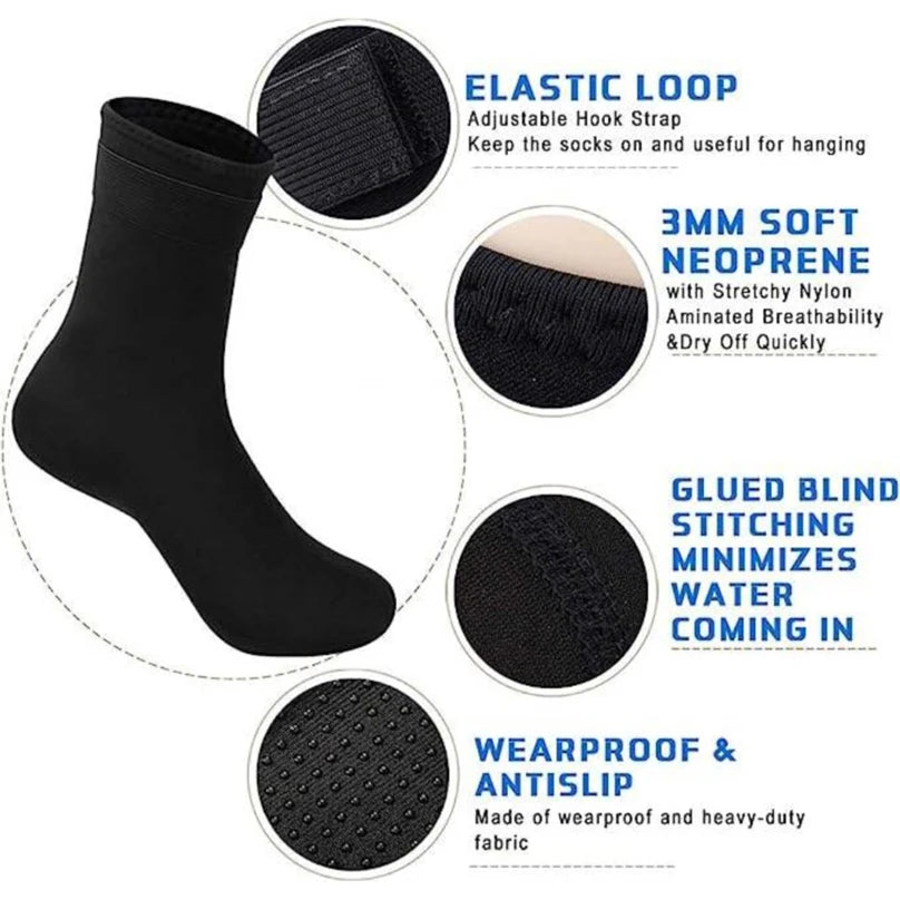 3mm/5mm Neoprene Diving Socks – Non-Slip, Warm Patchwork Wetsuit Shoes for Adults, Surfing, Swimming & Snorkeling Boots