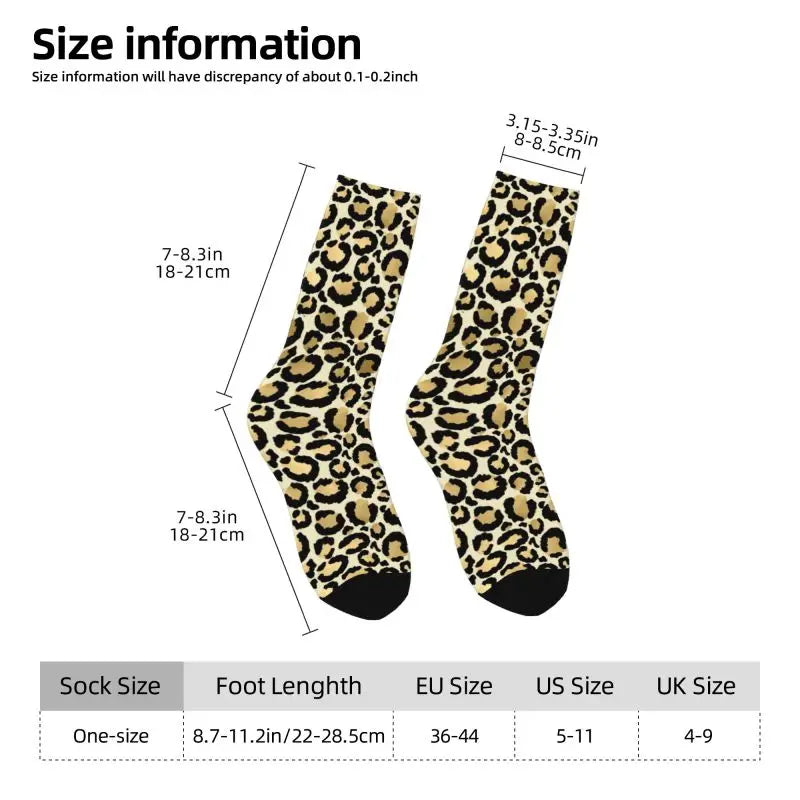Custom Funny Leopard Print Socks – 3D Animal Cheetah Pattern Warm Sports Socks for Men & Women