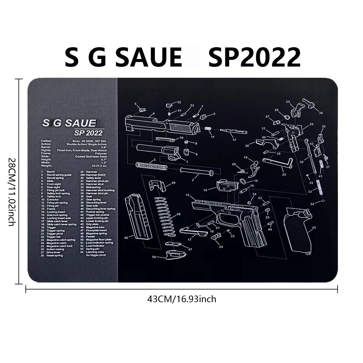 Gun Cleaning Rubber Mat Mouse Pad – AR15, AK47, Remington 870, GLOCK Gen4/Gen5, CZ-75, P220, P226, P229, Beretta 92, 1911 3D Work Mat
