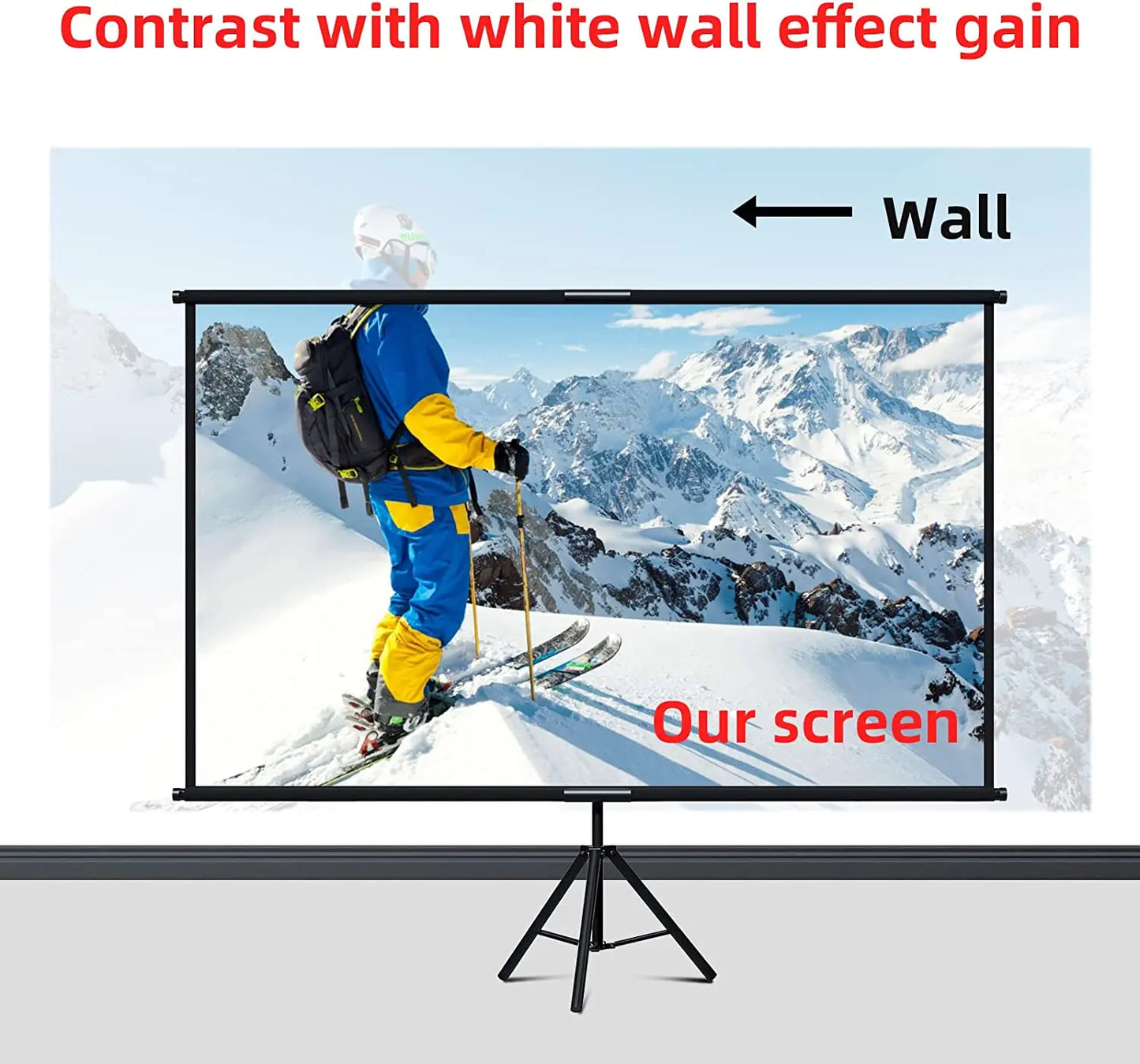 Foldable 16:9 Projector Screen with Stand – Wrinkle-Free 60–120" Portable Home Theater Indoor/Outdoor Screen