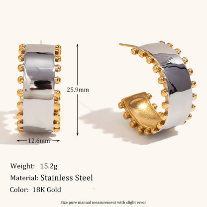 La.Muses Mix Color Round Bead Jewelry Set – Stainless Steel Earrings, Ring & Bracelet High-End Fashion Gift for Women