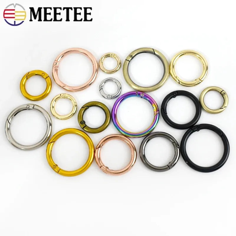 10Pcs Metal O Ring Spring Clasps - 10-38mm Openable Round Carabiner Snap Hooks for Keychains, Bags & DIY Jewelry Accessories