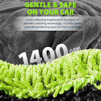 1400GSM Heavy Duty Microfiber Car Drying Towel 60x120cm – Oversized Super Absorbent Double-Sided Ultra Soft Scratch-Free Cleaning Cloth