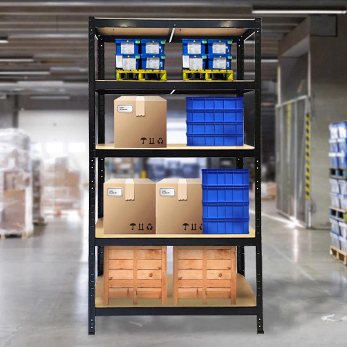 150-200CM Heavy Duty Garage Storage Shelves – 1929LBS Load, Adjustable 4/5 Tier Metal Racking for Home & Warehouse