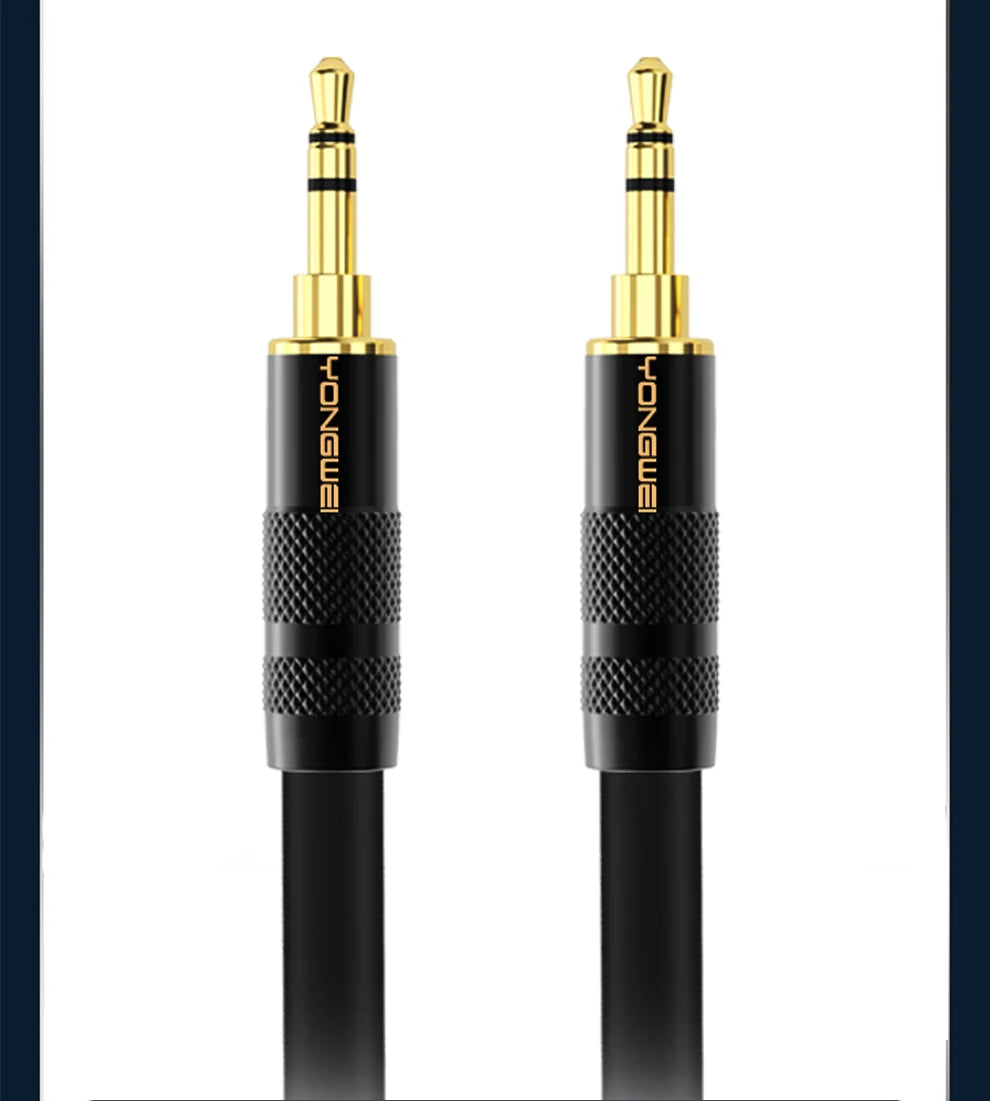 YONGWEI 3.5mm AUX Audio Cable - Straight to Curved Male-to-Male for Car, Mobile Phone, Computer, Speaker and Headset Extension