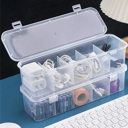 Transparent Cable Organizer Box with Lid – Dustproof Data Cable and Card Storage Case for Home and Office