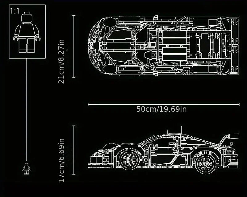 1580+PCS Technical Super Sports Car Building Kit – 1:10 Scale DIY Model Race Car Toy for Kids & Collectors