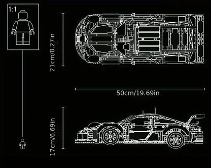 1580+PCS Technical Super Sports Car Building Kit – 1:10 Scale DIY Model Race Car Toy for Kids & Collectors