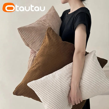 Cotton Corduroy Cushion Cover - Soft Throw Pillowcase Without Insert for Sofa Home Decor