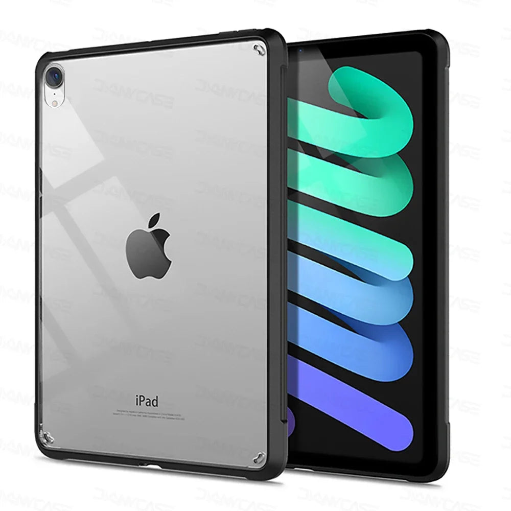 Silicone Transparent Case for iPad Pro 11", Air 4/5 (10.9"), Mini 4/5/6 & iPad 7/8/9/10th Gen (9.7"–10.5") Cover Funda