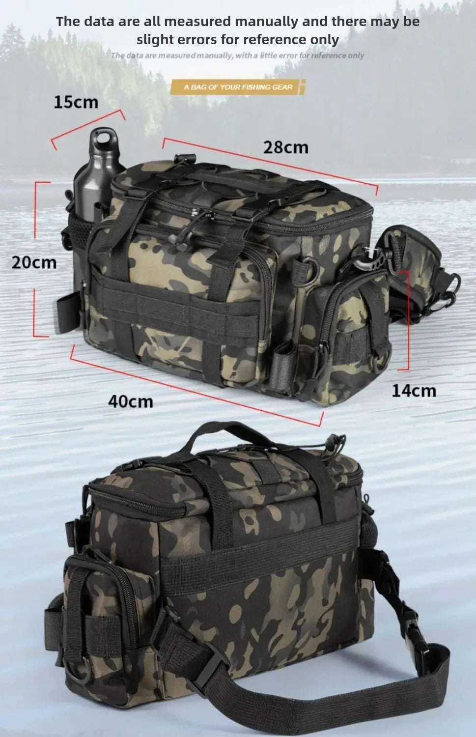 Portable Fishing Tackle Shoulder Bag – Storage Bag with Rod Holder for Outdoor Sports & Fly Fishing