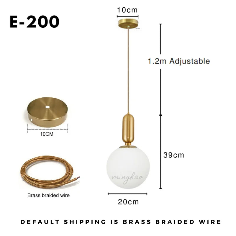 XCLuuHY Nordic Pendant Light - Modern Glass Ball Hanging Lamp for Living Room, Bedroom & Dining Room Decor