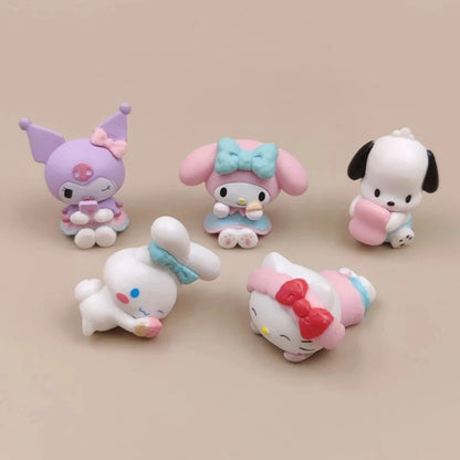 5Pcs Sanrio Anime Figures – Kuromi, Pochacco, Cinnamoroll & Melody Dolls for Desktop Display & Car Ornaments
