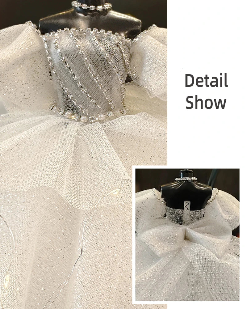 1/6 Mini Bride Doll Wedding Gown Set – Display Mannequin with Stand for Doll Clothes
